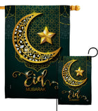 Bright Eid Mubarak - Faith & Religious Inspirational Vertical Impressions Decorative Flags HG192403 Made In USA