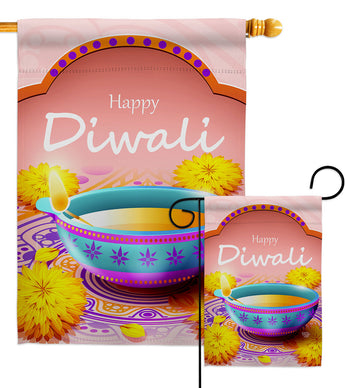 Happy Diwali - Faith & Religious Inspirational Vertical Impressions Decorative Flags HG192467 Made In USA