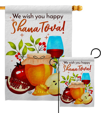 Happy Shana Tova - Faith & Religious Inspirational Vertical Impressions Decorative Flags HG192501 Made In USA