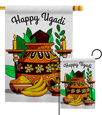 Celebrate Ugadi - Faith & Religious Inspirational Vertical Impressions Decorative Flags HG192506 Made In USA