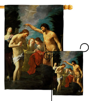 The Baptism of Christ - Faith & Religious Inspirational Vertical Impressions Decorative Flags HG192552 Made In USA