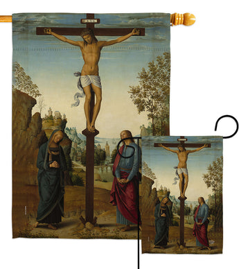 The Crucifixion with the Virgin - Faith & Religious Inspirational Vertical Impressions Decorative Flags HG192558 Made In USA