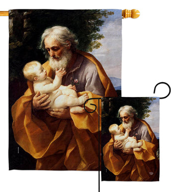 St. Joseph And Christ Child - Faith & Religious Inspirational Vertical Impressions Decorative Flags HG192595 Made In USA