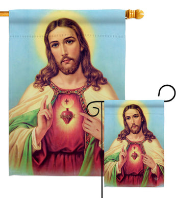 Sacred Heart Jesus - Faith & Religious Inspirational Vertical Impressions Decorative Flags HG192617 Made In USA