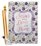 Jesus Lives Here - Impressions Decorative Garden Flag G153002-BO