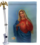 Sacred Heart Mary - Faith & Religious Inspirational Vertical Impressions Decorative Flags HG103051 Made In USA