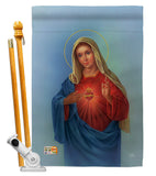 Sacred Heart Mary - Faith & Religious Inspirational Vertical Impressions Decorative Flags HG103051 Made In USA