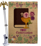 First Communion - Faith & Religious Inspirational Vertical Impressions Decorative Flags HG103062 Made In USA