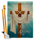 He is Risen - Faith & Religious Inspirational Vertical Impressions Decorative Flags HG103079 Made In USA