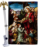 Jesus Blessing the Children - Faith & Religious Inspirational Vertical Impressions Decorative Flags HG192080 Made In USA