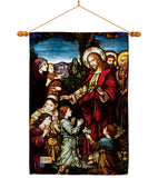 Jesus Blessing the Children - Faith & Religious Inspirational Vertical Impressions Decorative Flags HG192080 Made In USA