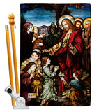 Jesus Blessing the Children - Faith & Religious Inspirational Vertical Impressions Decorative Flags HG192080 Made In USA