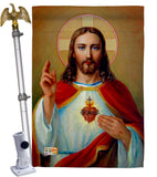 Jesus Sacred Heart - Faith & Religious Inspirational Vertical Impressions Decorative Flags HG192160 Made In USA