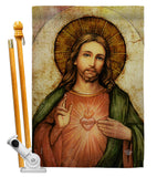 Sacred Heart of Jesus - Faith & Religious Inspirational Vertical Impressions Decorative Flags HG192380 Made In USA