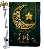 Bright Eid Mubarak - Faith & Religious Inspirational Vertical Impressions Decorative Flags HG192403 Made In USA