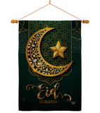 Bright Eid Mubarak - Faith & Religious Inspirational Vertical Impressions Decorative Flags HG192403 Made In USA