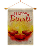 Diwali Greeting - Faith & Religious Inspirational Vertical Impressions Decorative Flags HG192475 Made In USA