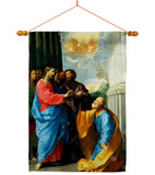 Christ Giving the Keys - Faith & Religious Inspirational Vertical Impressions Decorative Flags HG192549 Made In USA
