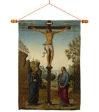 The Crucifixion with the Virgin - Faith & Religious Inspirational Vertical Impressions Decorative Flags HG192558 Made In USA