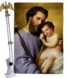 St. Joseph And Infant Jesus - Faith & Religious Inspirational Vertical Impressions Decorative Flags HG192597 Made In USA