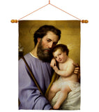 St. Joseph And Infant Jesus - Faith & Religious Inspirational Vertical Impressions Decorative Flags HG192597 Made In USA