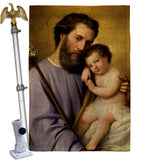 St. Joseph And Infant Jesus - Faith & Religious Inspirational Vertical Impressions Decorative Flags HG192597 Made In USA