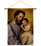 St. Joseph And Infant Jesus - Faith & Religious Inspirational Vertical Impressions Decorative Flags HG192597 Made In USA