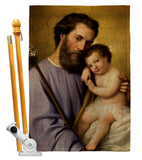 St. Joseph And Infant Jesus - Faith & Religious Inspirational Vertical Impressions Decorative Flags HG192597 Made In USA