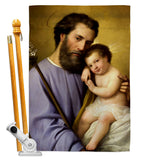 St. Joseph And Infant Jesus - Faith & Religious Inspirational Vertical Impressions Decorative Flags HG192597 Made In USA