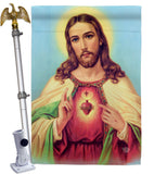 Sacred Heart Jesus - Faith & Religious Inspirational Vertical Impressions Decorative Flags HG192617 Made In USA