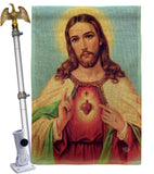 Sacred Heart Jesus - Faith & Religious Inspirational Vertical Impressions Decorative Flags HG192617 Made In USA