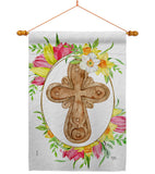 Wood Cross - Faith & Religious Inspirational Vertical Impressions Decorative Flags HG192618 Made In USA