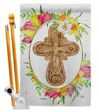 Wood Cross - Faith & Religious Inspirational Vertical Impressions Decorative Flags HG192618 Made In USA