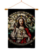 Sacred Heart With Angels - Faith & Religious Inspirational Vertical Impressions Decorative Flags HG192621 Made In USA