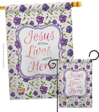 Jesus Lives Here - Impressions Decorative Garden Flag G153002-BO