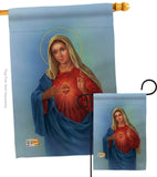 Sacred Heart Mary - Faith & Religious Inspirational Vertical Impressions Decorative Flags HG103051 Made In USA