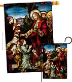 Jesus Blessing the Children - Faith & Religious Inspirational Vertical Impressions Decorative Flags HG192080 Made In USA