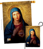 Sacred Heart of Mary - Faith & Religious Inspirational Vertical Impressions Decorative Flags HG192084 Made In USA