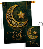 Bright Eid Mubarak - Faith & Religious Inspirational Vertical Impressions Decorative Flags HG192403 Made In USA