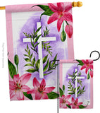 Lilies Cross - Faith & Religious Inspirational Vertical Impressions Decorative Flags HG192448 Made In USA