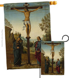 The Crucifixion with the Virgin - Faith & Religious Inspirational Vertical Impressions Decorative Flags HG192558 Made In USA