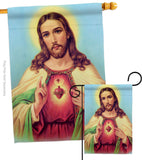 Sacred Heart Jesus - Faith & Religious Inspirational Vertical Impressions Decorative Flags HG192617 Made In USA