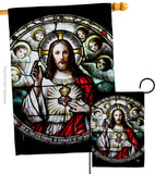 Sacred Heart With Angels - Faith & Religious Inspirational Vertical Impressions Decorative Flags HG192621 Made In USA