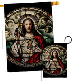 Sacred Heart With Angels - Faith & Religious Inspirational Vertical Impressions Decorative Flags HG192621 Made In USA