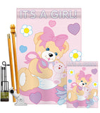 It's a Girl - Family Special Occasion Vertical Applique Decorative Flags HG115033