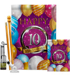 Happy 10th Anniversary - Family Special Occasion Vertical Impressions Decorative Flags HG115185 Made In USA