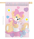 It's a Girl - Family Special Occasion Vertical Applique Decorative Flags HG115033