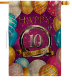 Happy 10th Anniversary - Family Special Occasion Vertical Impressions Decorative Flags HG115185 Made In USA