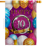 Happy 10th Anniversary - Family Special Occasion Vertical Impressions Decorative Flags HG115185 Made In USA