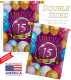 Happy 15th Anniversary - Family Special Occasion Vertical Impressions Decorative Flags HG115186 Made In USA